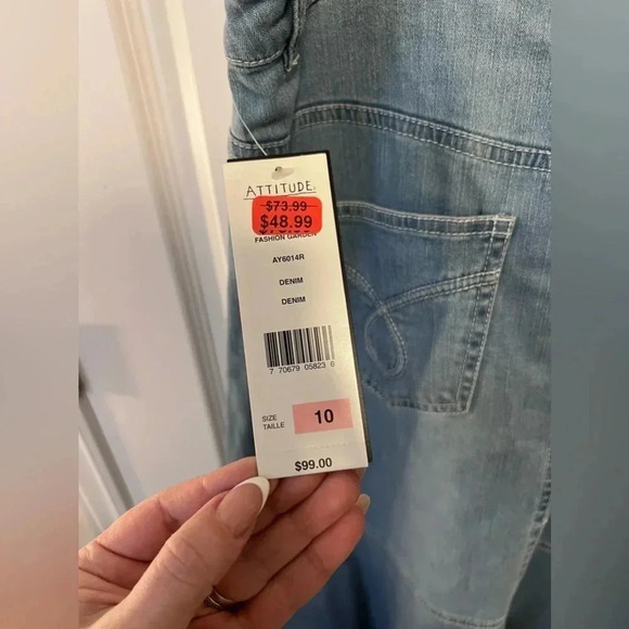 Vintage NWT | Attitudes | Fit and Flare Rhinestone  Denim Skirt | Size 10 [118] - Picture 7 of 12